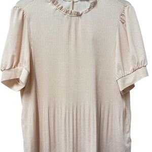 Women’s Cream Puff Sleeve Ruffle Neck Top